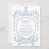 Victoriaans Grace Dusty Blue ENGAGEMENT PARTY Kaart (Voorkant)