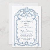 Victoriaans  Grace Dusty Blue ENGAGEMENT PARTY Kaart (Voorkant)
