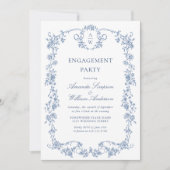 Victoriaans  Grace Dusty Blue ENGAGEMENT PARTY Kaart (Voorkant)