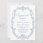 Victoriaans  Grace Dusty Blue ENGAGEMENT PARTY Kaart (Voorkant)
