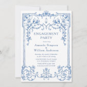 Victoriaans  Grace Dusty Blue ENGAGEMENT PARTY Kaart (Voorkant)
