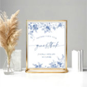Victoriaans  Grace Dusty Blue Guestbook Sign Poster