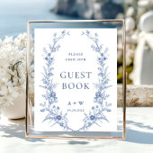 Victoriaans Grace Dusty Blue Guestbook Sign Poster