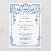 Victoriaans  Grace Dusty Blue huwelijksceremonie Programmakaart (Voorkant)