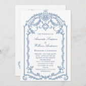 Victoriaans  Grace Dusty Blue huwelijksceremonie Programmakaart (Voorkant / Achterkant)