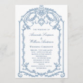 Victoriaans  Grace Dusty Blue huwelijksceremonie Programmakaart (Voorkant)