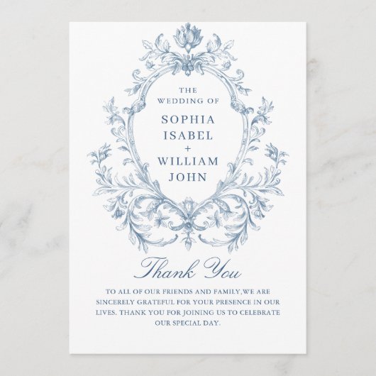 Victoriaans  Grace Dusty Blue huwelijksceremonie Programmakaart (Voorkant)