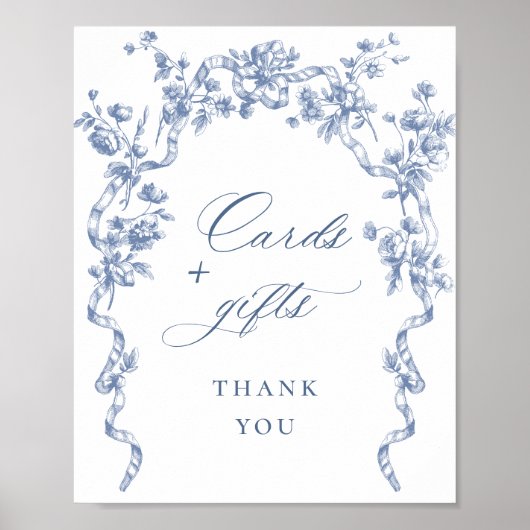 Victoriaans  Grace Dusty Blue Kaarten en geschenke Poster (Voorkant)