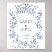 Victoriaans  Grace Dusty Blue Kaarten en geschenke Poster (Voorkant)