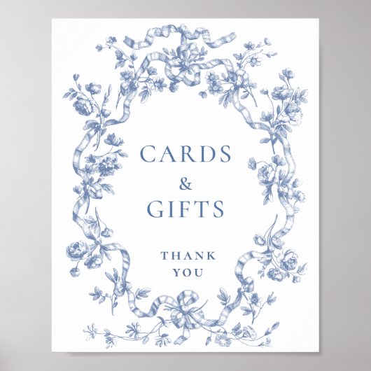 Victoriaans  Grace Dusty Blue Kaarten en geschenke Poster (Voorkant)