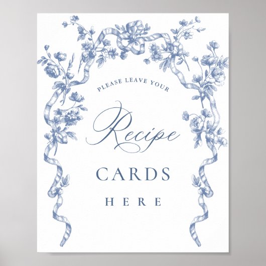 Victoriaans  Grace Dusty Blue Recept Kaarten Poster (Voorkant)