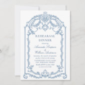 Victoriaans  Grace Dusty Blue Repetitie Diner Kaart (Voorkant)