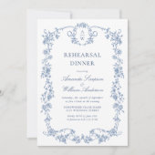 Victoriaans  Grace Dusty Blue Repetitie Diner Kaart (Voorkant)