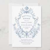 Victoriaans  Grace Dusty Blue Repetitie Diner Kaart (Voorkant)