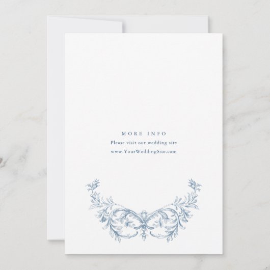 Victoriaans  Grace Dusty Blue Repetitie Diner Kaart (Achterkant)