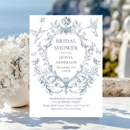 Victoriaans  Grace Dusty Blue Vrijgezellenfeest Kaart