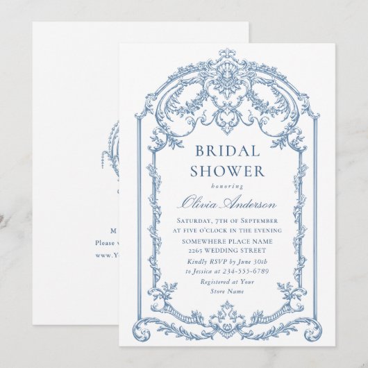 Victoriaans  Grace Dusty Blue Vrijgezellenfeest Kaart (Voorkant / Achterkant)