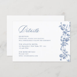 Victoriaans  Grace Dusty Blue Wedding Details Informatiekaartje