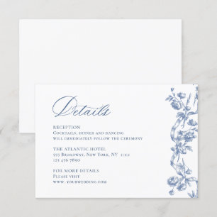 Victoriaans  Grace Dusty Blue Wedding Details Informatiekaartje