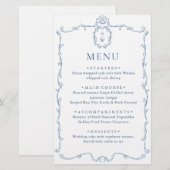 Victoriaans Grace Dusty Blue Wedding Menu (Voorkant / Achterkant)