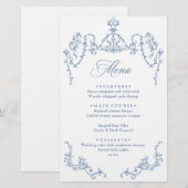 Victoriaans  Grace Dusty Blue Wedding Menu (Voorkant / Achterkant)