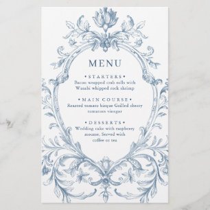 Victoriaans Grace Dusty Blue Wedding Menu