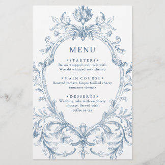 Victoriaans Grace Dusty Blue Wedding Menu