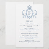 Victoriaans Grace Dusty Blue Wedding Menu (Voorkant / Achterkant)