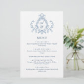 Victoriaans Grace Dusty Blue Wedding Menu (Staand voorkant)