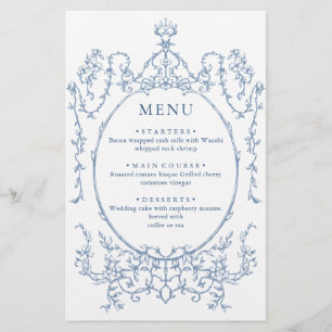 Victoriaans Grace Dusty Blue Wedding Menu