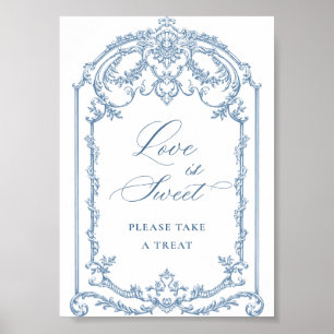 Victoriaans  Grace Floral Blue Love is Sweet Poster