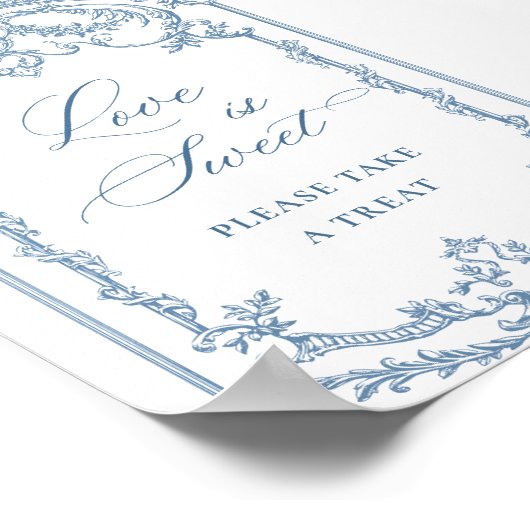 Victoriaans  Grace Floral Blue Love is Sweet Poster (Hoek)