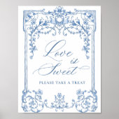 Victoriaans  Grace Floral Blue Love is Sweet Poster (Voorkant)