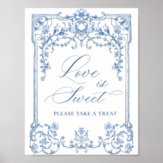 Victoriaans  Grace Floral Blue Love is Sweet Poster (Voorkant)