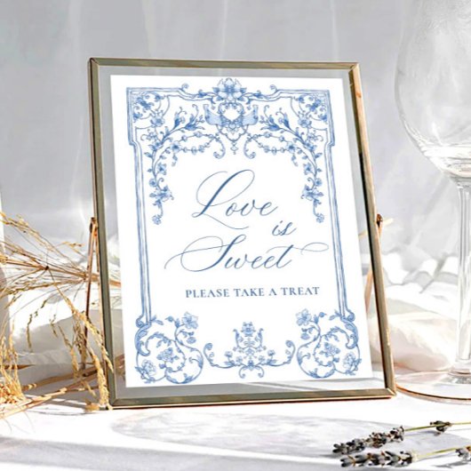 Victoriaans  Grace Floral Blue Love is Sweet Poster