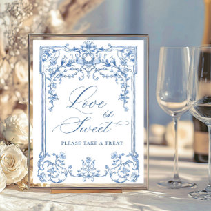 Victoriaans  Grace Floral Blue Love is Sweet Poster