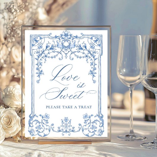 Victoriaans  Grace Floral Blue Love is Sweet Poster