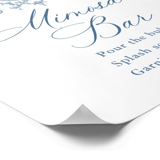 Victoriaans  Grace Floral Blue Mimosa Bar Sign Poster (Hoek)