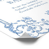 Victoriaans  Grace Floral Blue Mimosa Bar Sign Poster (Hoek)