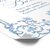 Victoriaans  Grace Floral Blue Mimosa Bar Sign Poster (Hoek)