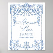 Victoriaans  Grace Floral Blue Mimosa Bar Sign Poster (Voorkant)