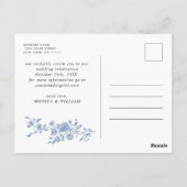Victoriaans  Grace Floral Blue Save the Date Briefkaart (Achterkant)