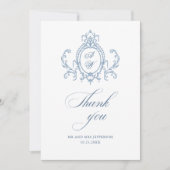 Victoriaans  Grace Floral Dusty Blue Wedding Bedankkaart (Voorkant)