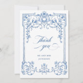 Victoriaans  Grace Floral Dusty Blue Wedding Bedankkaart (Voorkant)