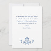 Victoriaans  Grace Floral Dusty Blue Wedding Bedankkaart (Achterkant)
