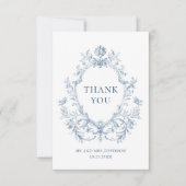 Victoriaans  Grace Floral Dusty Blue Wedding Bedankkaart (Voorkant)