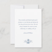 Victoriaans  Grace Floral Dusty Blue Wedding Bedankkaart (Achterkant)