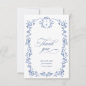 Victoriaans  Grace Floral Dusty Blue Wedding Bedankkaart (Voorkant)
