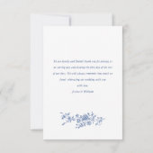 Victoriaans  Grace Floral Dusty Blue Wedding Bedankkaart (Achterkant)