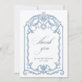 Victoriaans  Grace Floral Dusty Blue Wedding Bedankkaart (Voorkant)